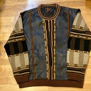 Fantastic men’s cotton blend leather sweater by Steven Land